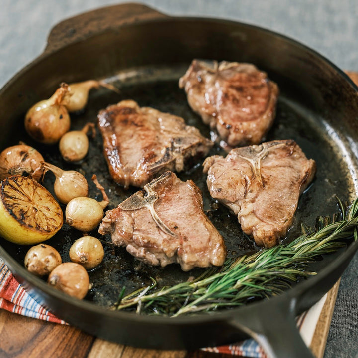 Grass Fed Lamb Loin Chops w/ Italian Garlic