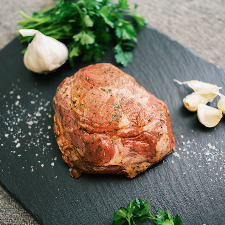 Grass Fed Lamb Top Round w/ Roasted Garlic