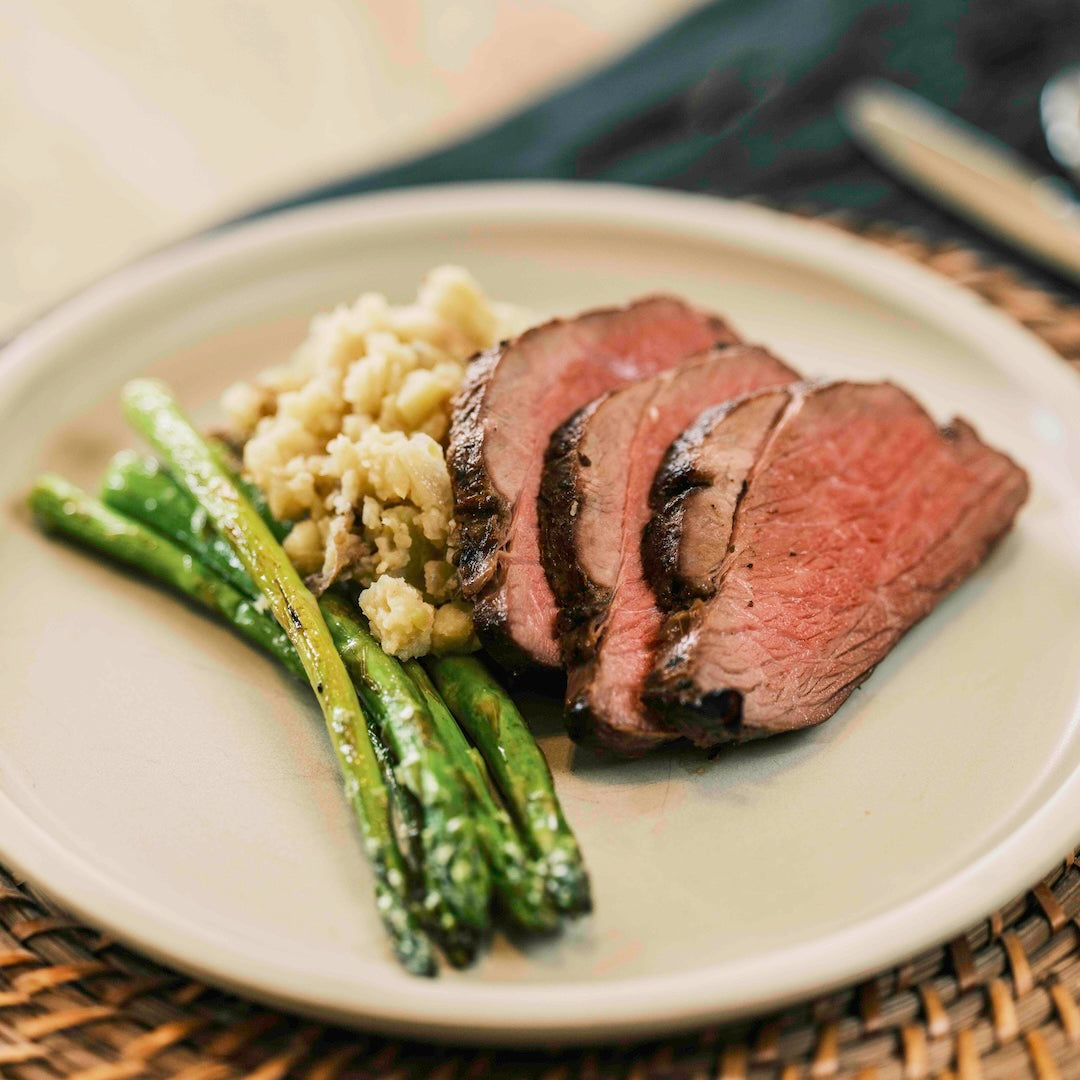 Grass Fed Lamb Top Round w/ Roasted Garlic