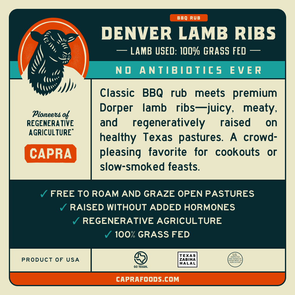 Grass Fed Lamb Denver Ribs w/ BBQ Rub