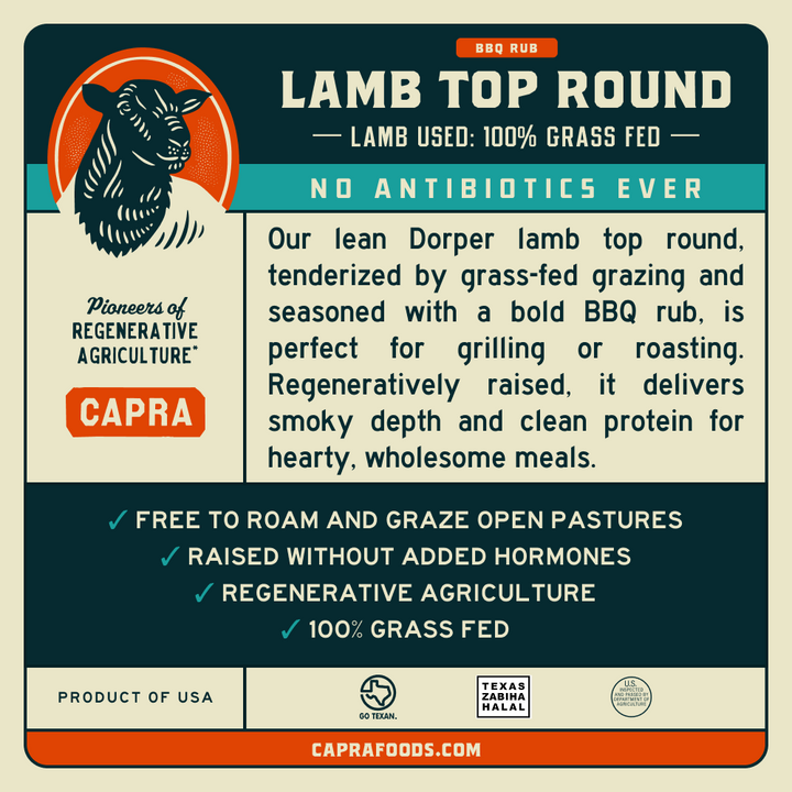 Grass Fed Lamb Top Round w/ BBQ Rub